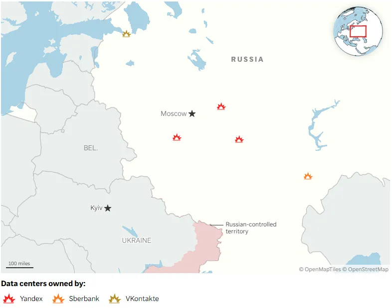 Удари по датацентрах Росії - жовтень 2026 - карта уражень