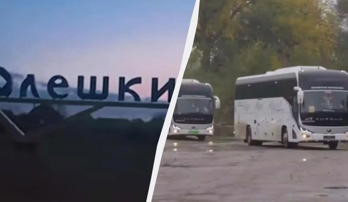 Евакуйовані з окупованих Олешків уже на підконтрольній Україні території