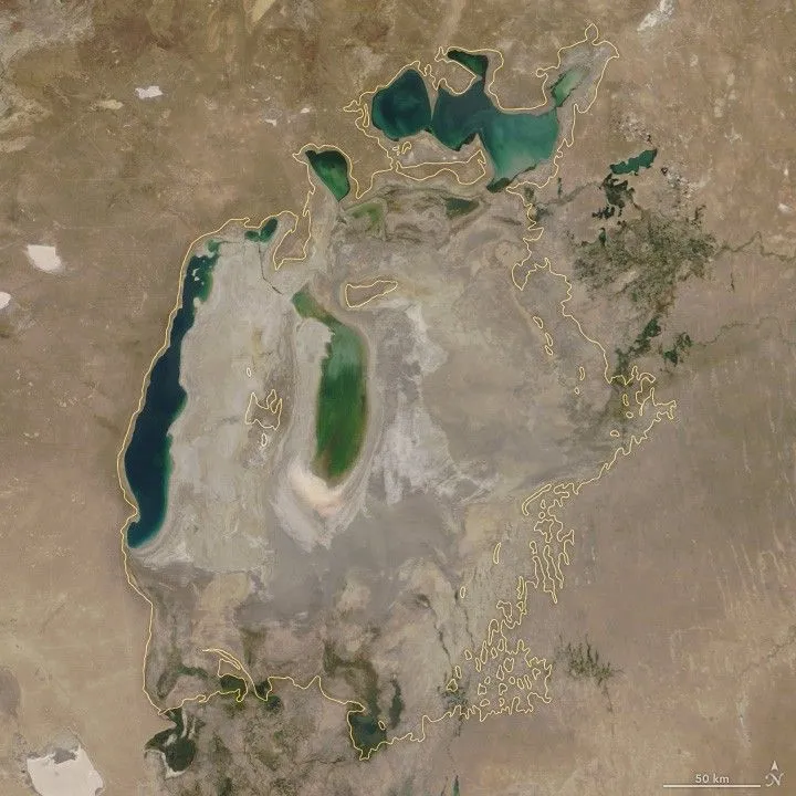 Аральське море у 2018 році / фото Science NASA